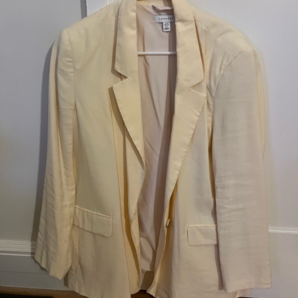 Topshop yellow linen blazer